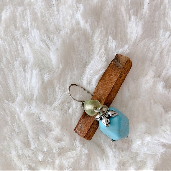 Turquoise and Green Yellow Apatite Drop Earrings - Picture 4 of 5